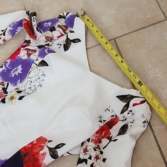 Black Halo Multicolor Floral Long Sleeve Dress Size 2 - Picture 5 of 10